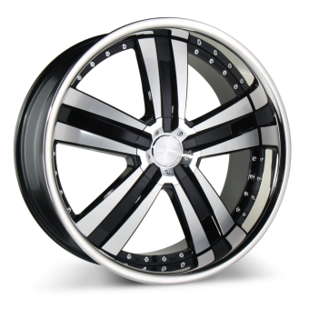 DELUXE C899 Black Machined Face with Stainless Steel Lip wheels & rims