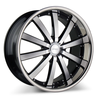 EXECUTIVE C853 Black Machined with Stainless Steel Lip wheels & rims